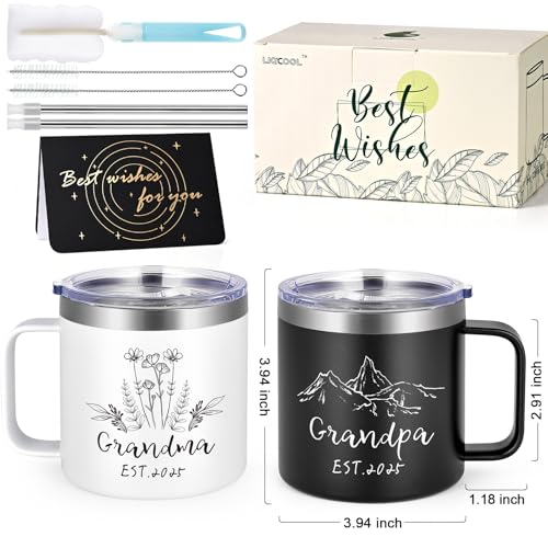 LiqCool-Gifts-for-Grandparents-14-Oz-Grandma-and-Grandpa-Insulated-Mugs-Christmas-Gifts-for-Grandparents-Est-2025-Grandma-and-Grandpa-Gifts-Promoted-to-GrandparentsBlack-White LiqCool Gifts for Grandparents 14 Oz Grandma and Grandpa Insulated Mugs Christmas Gifts for Grandparents Est 2025 Grandma and Grandpa Gifts Promoted to GrandparentsBlack White