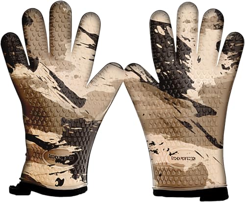 Image of Kitchen perfection XL Silicone Smoker Oven Gloves-Extreme Heat Resistant BBQ Gloves-Handle Hot Food Right on Your Grill Fryer&Pit|Waterproof Grilling Cooking Baking Mitts|Superior Value Set+3 Bonuses