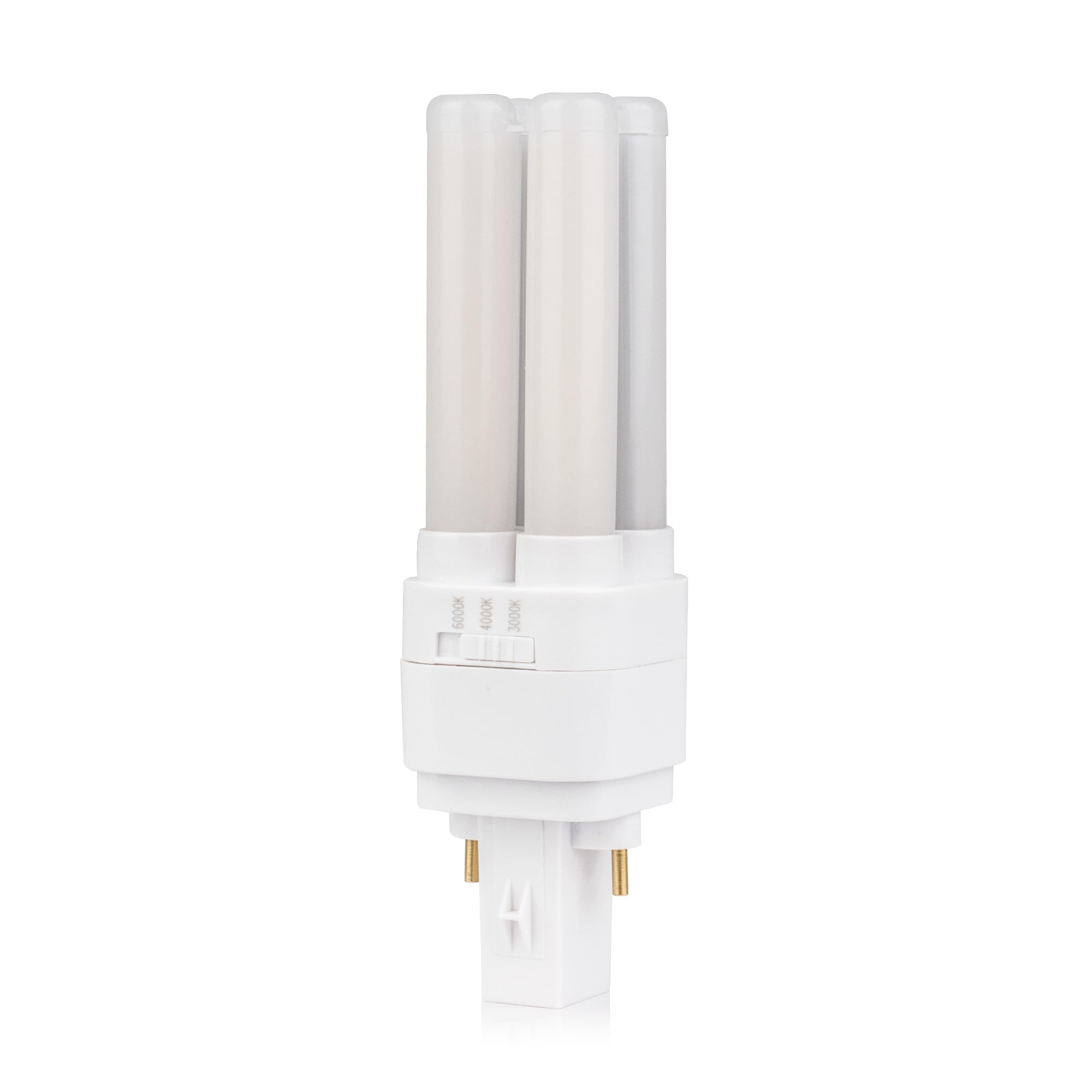 Bright Source LED PL-S Retrofit Compact Bulb, CFL Replacement, G23 2-pin Socket Base, 6W, 720lm, IP44, 3CCT Adjustable Light Colour 3000K 4000K 6000K, for Direct Mains Installation Only
