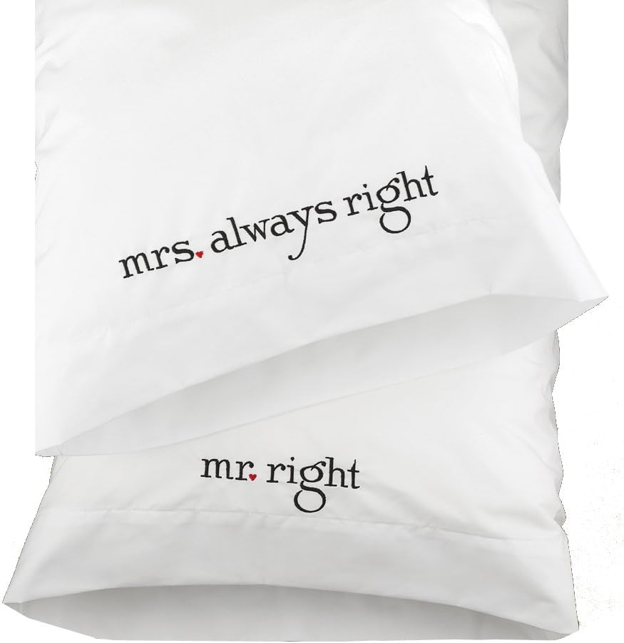 Wedding Accessories Mr. and Mrs. Right Pillowcases, Set of 2