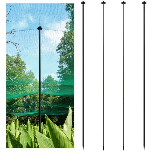 DOLEMODUO 72 Inch Garden Stake Netting Support 4PCS Heavy Duty & Rust Proof Powder Coated Steel Plant Stakes for Garden Fencing Plant & Crop Protection from Wildlife