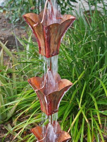 Nutshell Stores Large Square Cups Copper Rain Chain - Copper - 14 Feet