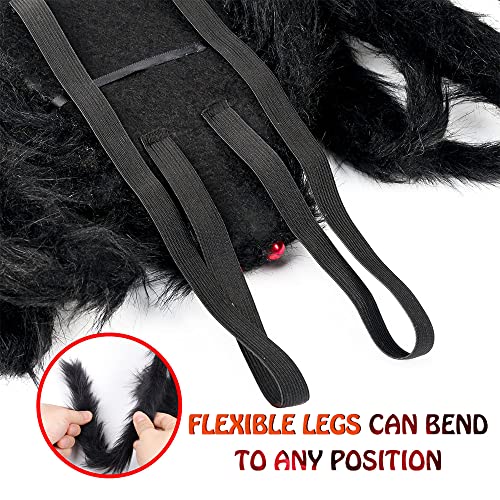 YODITI Halloween Spinnenrucksack für Erwachsene mit Lichtern, Bunte Spinne, Lustige Frau, Süßigkeitentasche, Horror Plüsch Spinnendekoration, Kostümzubehör, Spinnenrequisiten mit elastischen Riemen