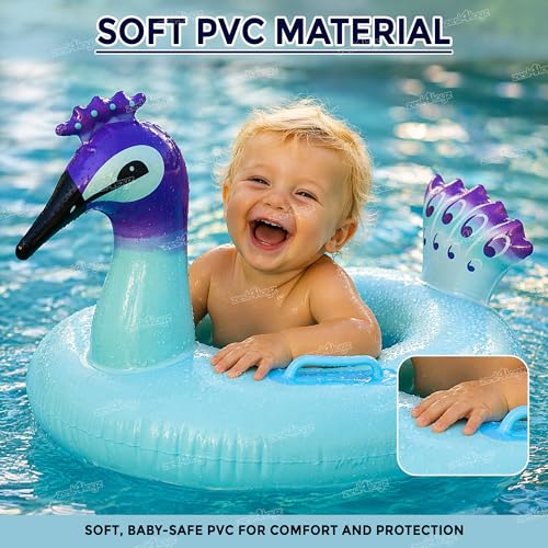 Image of Zest 4 Toyz Swimming Ring Swimming Tube for Kids Inflatable Tube for Swimming Pool Floaters for Kids Water Tube for Baby Swim Ring for 3+ Years Girls and Boys (Peacock Shaped) Blue
