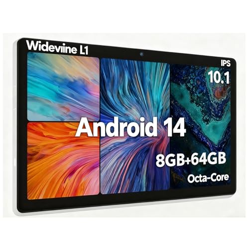 Vekoy Tablet 10 Zoll Android Octa-Core 8 GB RAM 64 GB ROM (1 TB TF) 1280x800 IPS Touchscreen GMS-zertifizierter 5000mAh Tablet PC WiFi 6 Bluetooth 5.4 Widevine L1 Dual-Kamera