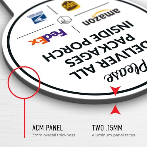 Image of Package Delivery Sign, Delivery Instructions Deliver All Package Inside Porch Sign, 9x17 Inches Round Shape, Aluminum Composite Made in USA by Sigo Signs