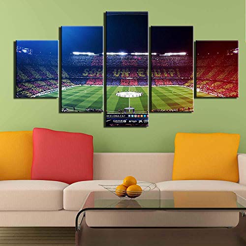 Fußballstadion Leinwanddruck Wandkunst Bild 5 Panels Camp NOU Sportplatz Malerei Leinwand Für Wohnzimmer Wohnkultur 40x60 cm x 2 40x80 cm x 2