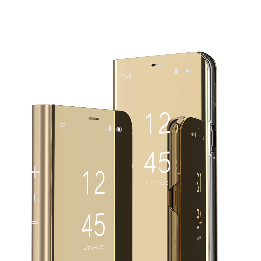 Custodia Per Honor 50 Con Specchio E Flip Cover, Traslucida E Con Supporto, Anti Graffio, Colore Oro - 3