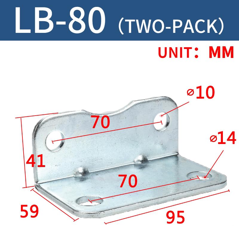 Image of Mounting Bracket for Pneumatic Cylinder, Sturdy Tripod Base for SC Series Cylinders, Fixed Base Mount (LB80)
