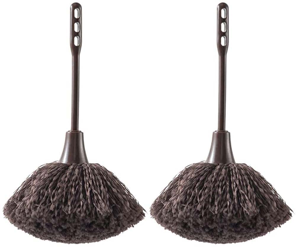 ELECDON Feather Duster, 2pcs Long Handle Fluffy Keyboard Brush, Car Interior/Exterior Cleaner, Smart and Soft Duster for Blinds, Kitchen, Office