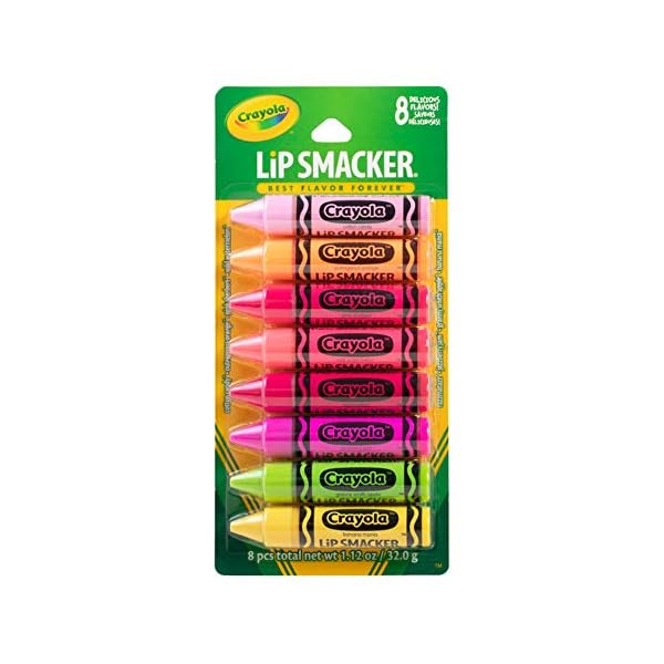 Lip-Smacker-Crayola-Lip-Balm-Party-Pack-8-Count Lip Smacker Crayola Lip Balm Party Pack - 8 Moisturizing Lip Balms, Cotton Candy, Orange, Sherbert, Watermelon, Berry, Apple, Banana, Hydrating & Protecting - Cruelty-Free