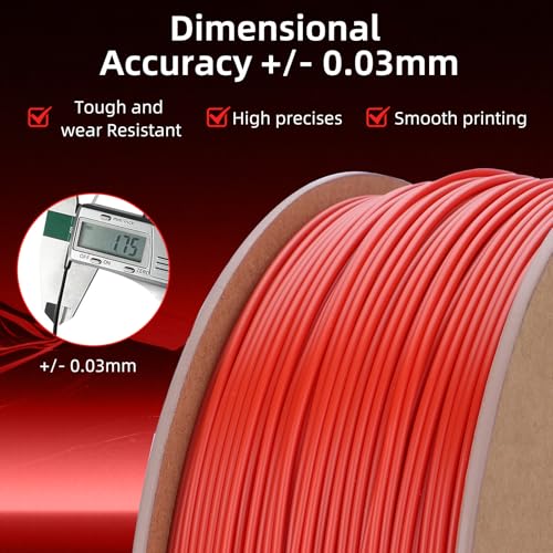 Image of 3DHoJor ABS Filament 1.75mm, ABS 1kg Spool (2.2lbs),3D Printer Filament,Dimensional Accuracy + /- 0.03 mm, Fit Most FDM Printer-Red