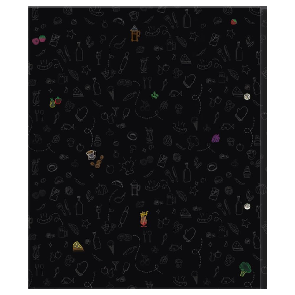 PRICARO Set completo di raccoglitori per ricette Doodles Black, formato A4, 8 pezzi