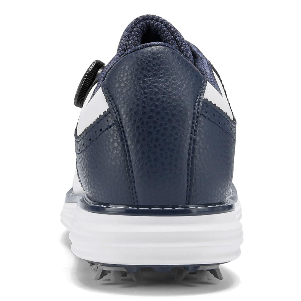 SDEQA Chaussures de Golf en Cuir pour Hommes avec 9 Crampons, Baskets d'extérieur imperméables, Grande Taille