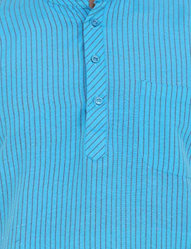 Image of LATEST CHIKAN Men's Cotton Regular Striped Short Kurta Half Sleeves - NP-SK-PNT