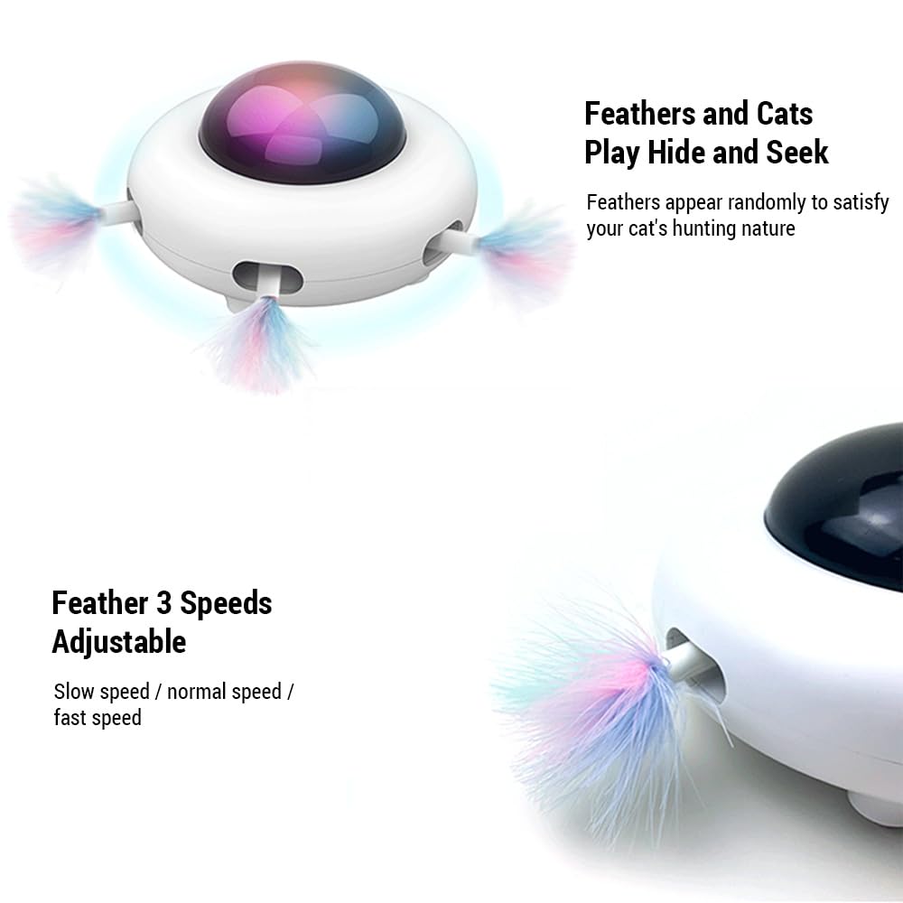 Qcwwy Jouets Interactifs UFO pour Chat, Automatique Intelligent 3 Modes, Soucoupe Volante électrique Intelligente par gravité, Fournitures pour Animaux de Compagnie, Jouet d'exercice,