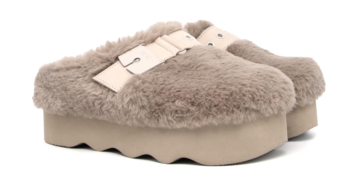 Scholl, Greta, Syntethetic Fur, Scarpe Sabot Ciabatte Platform Moda Casual Fashion