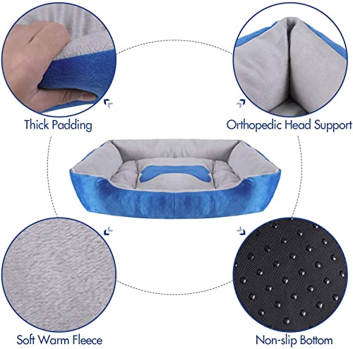 Image of PetLux Rectangle Pet Dog Bed Washable Sofa Bed with Soft Cotton Fillers and Non-Slip Bottom, Multiple Size for Dog & Cat. (M)