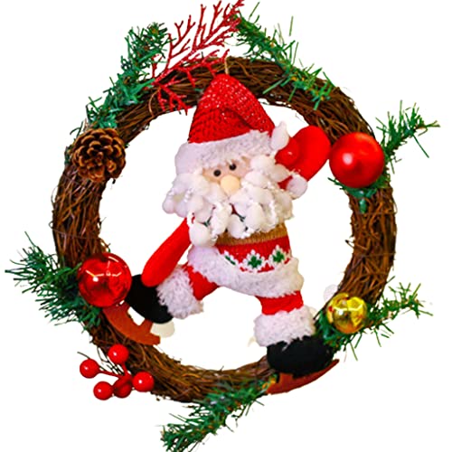Couronne de Noël en rotin avec guirlande d'automne pour décoration maison