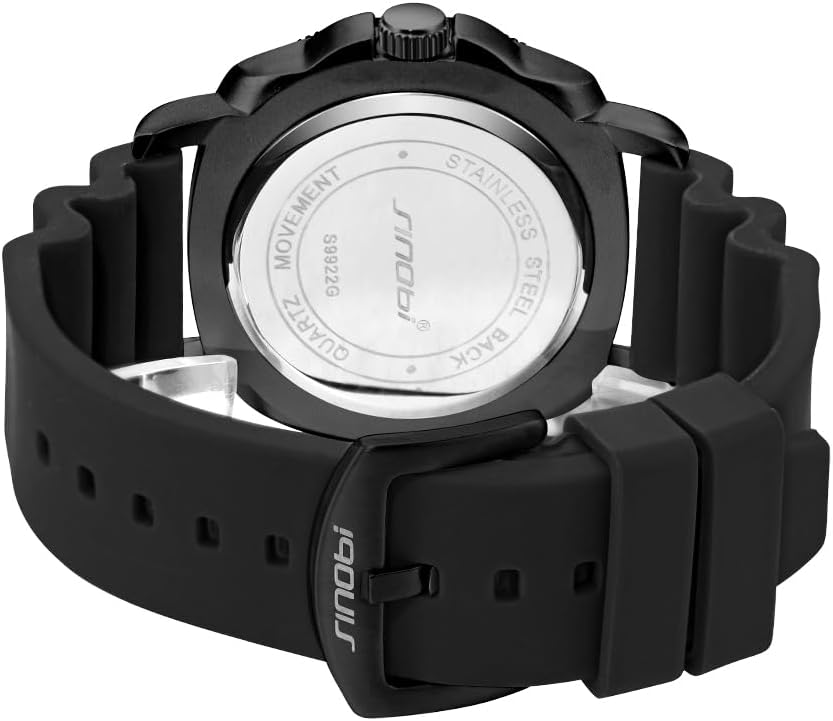 SINOBI Watches for Men with Calendar, Rotating Bezel and Small Seconds Dial Silicone Strap Water-Resistant Mens Watch