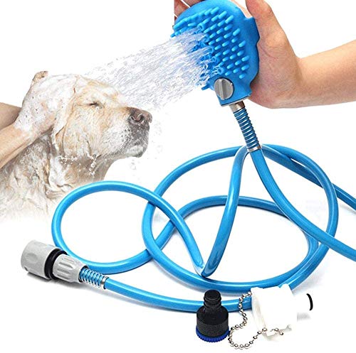XG-BH Rociador de Ducha para Perros con Cepillo, Herramienta de baño para Mascotas, Guantes de Limpieza, Lavadora, removedor de Vello para Perros y Aseo con 2 adaptadores de Manguera