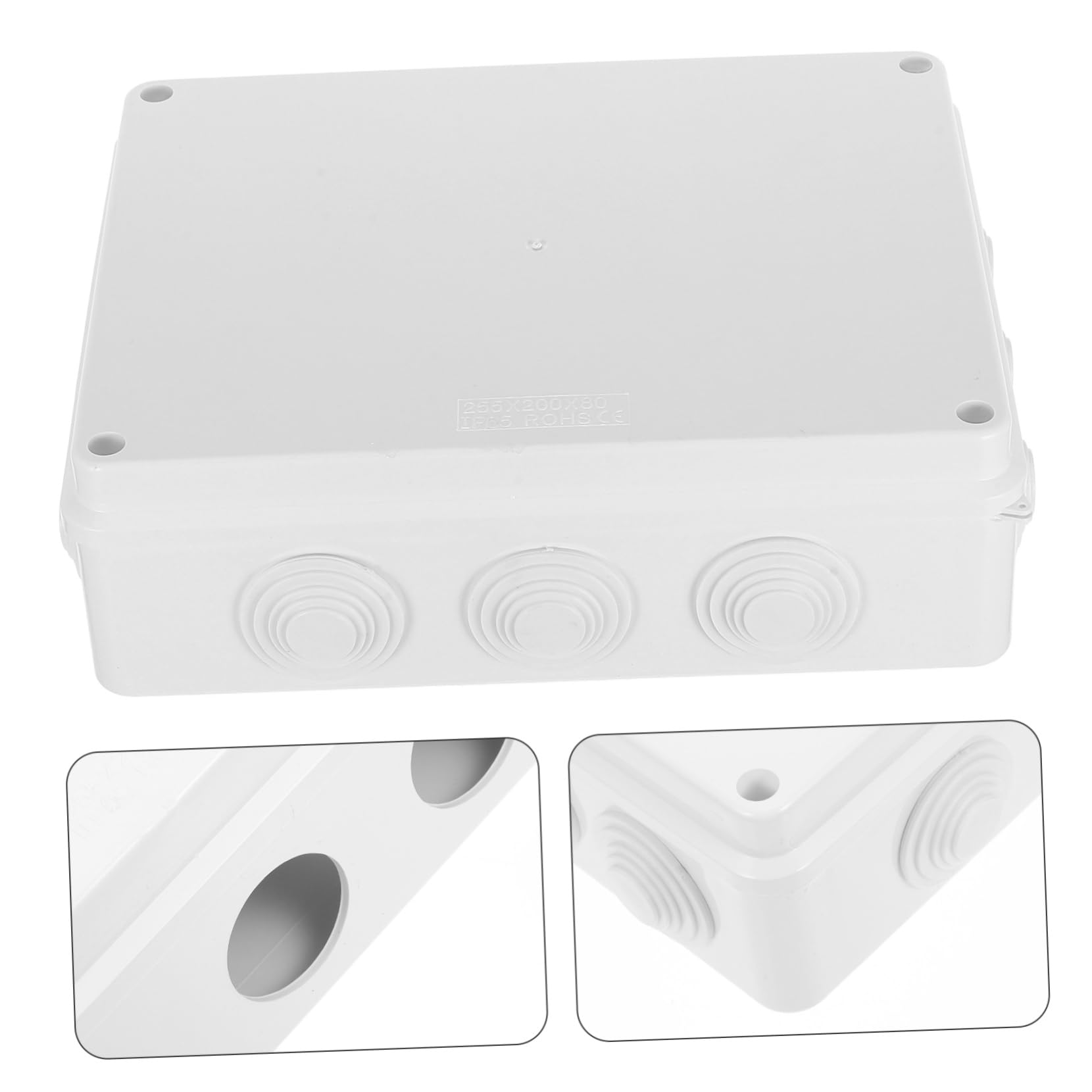 ABOOFAN Anschlussdose Ip65 Weißes Abs Kunststoff Elektrogehäuse 255x200x80mm Außenverteilerkasten Für Elektroprojekte Mit Stopfen Und Loch