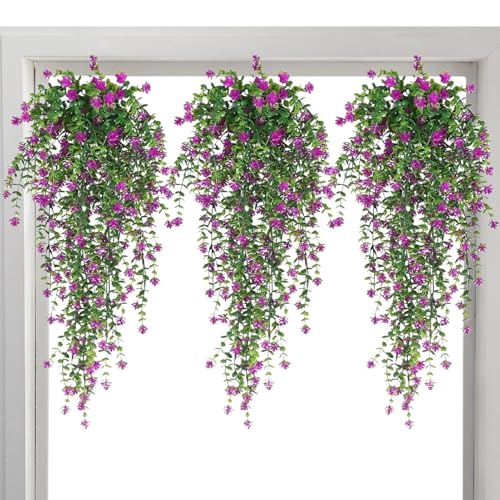 Decoración de vid – Ratán decorativo resistente a los rayos UV – Ratán sintético decorativo realista linda flor resistente a los rayos UV para interiores, cocina, fiesta, boda, sala de estar, oficina