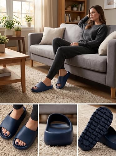 Image of Cloud Slides for Women Men, Unisex Recovery House Slides Indoor Outdoor, Waterproof Shower Shoes for Bathroom, Womens Mens Walking Sandals Comfortable