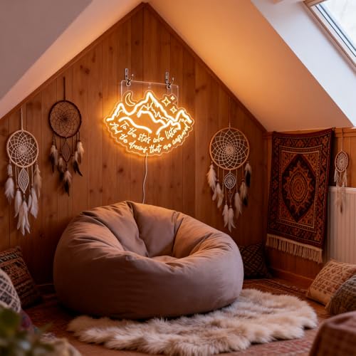 Image of ACOTAR Neon Sign,Book Decor | To the stars who listen, and the dreams that are answered, Book Lover Gift, Star Night Light
