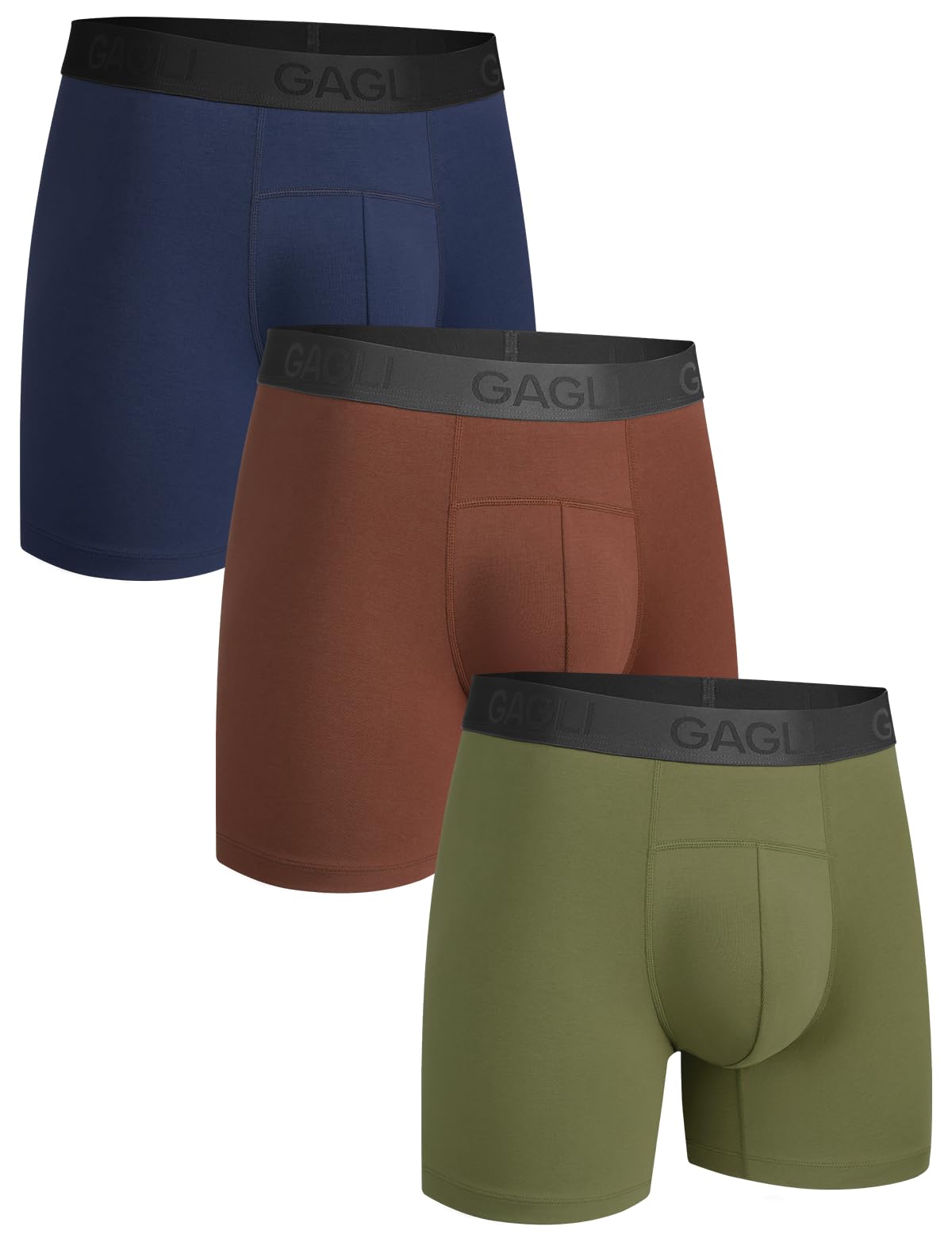 Gagli Men's Underwear Boxer Briefs 3 Pack, Soft Breathable Underwear with ComfortFlex Waistband, Moisture Wicking, 5''