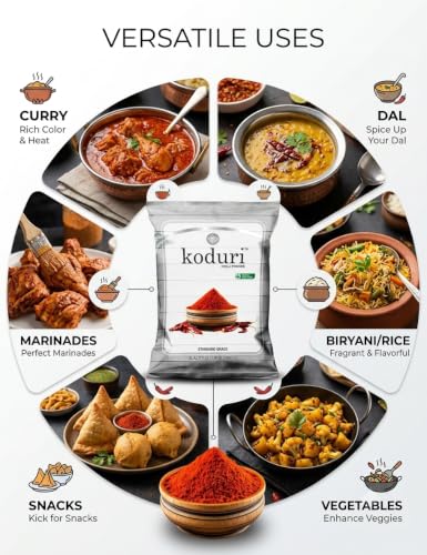 Image of KODURI Red Chilli Powder & Pickle Chilli Powder Combo Pack | Aachar and Lal Mirch Powder | Pachadi Kaaram & Karam Podi | Finely Ground Spices - No Added Flavours, Colors or Preservatives - 1000gm