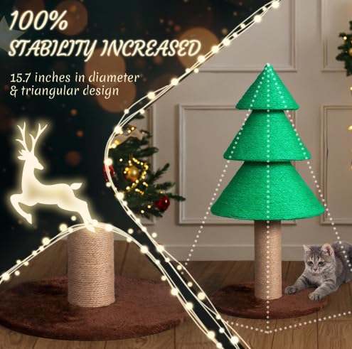 Rascador para gatos en forma de árbol de Navidad verde 31.5 in miniatura 6