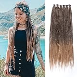 Leeven Thin 24 Inch Dreadlock Extensions 20 Strands Single Ended Ombre Honey Blonde Dreads Reggae Crochet Braiding Hair 0.6 cm Width Soft Synthetic Loc Extensions for Women Men #T27