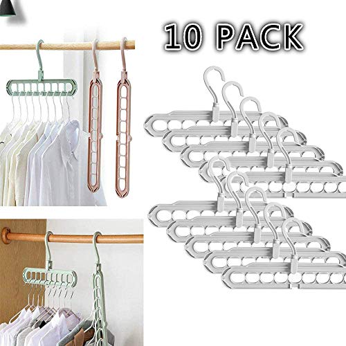 Homened Organizador de Ropa mágico, Gancho Plegable Antideslizante con múltiples Funciones de Ahorro de Espacio y Cascada, Paquete de 5 Perchas estándar con 9 Agujeros para Secado y Almacenamiento