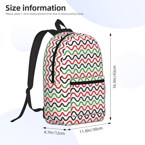 Watermelon Black Red And Green Wave Pattern Fashionable Daypack 17 Inches Zippers Backpack Double Shoulder Bag for Women Men2