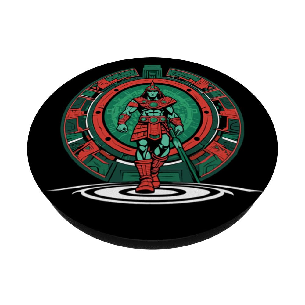 a Samurai-warrior stepping thru a star-gate to another realm PopSockets Swappable PopGrip, Black - Image 2