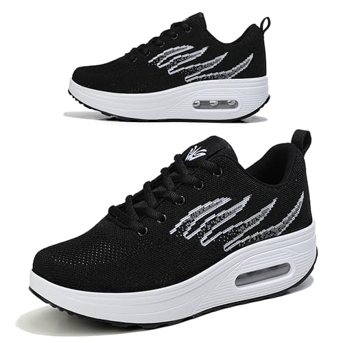 Image of RUIDENG Platform Sneakers for Women Air Cushion | Walking Shoes Women Comfortable All Day | Thick Rocker Bottom