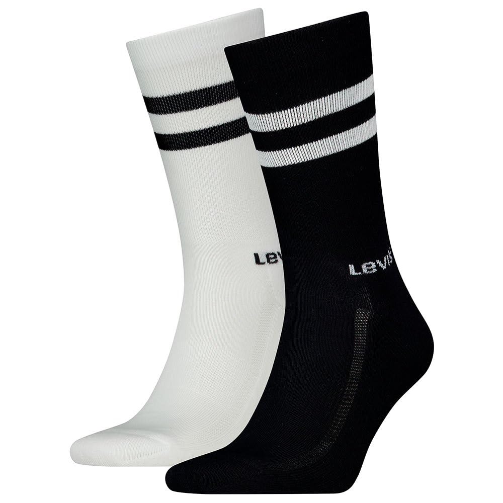 Levi's Men's Black Regular Cut Sport Stripe Socks 2 Pack - 43