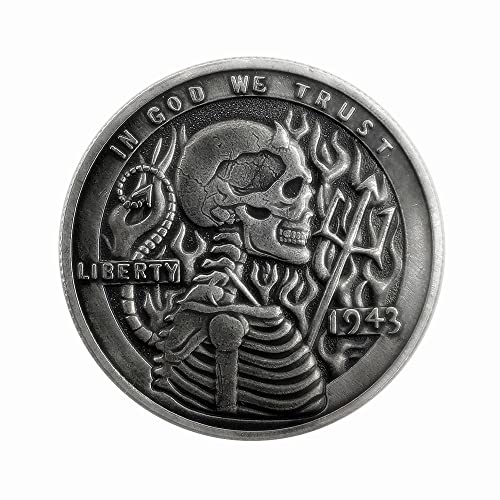 hawkspread Greek Mythology The Skull of Hades The Lord of Hell HOBO Nickel Antique Silver Plated Collection Satan Series Challenge Coin