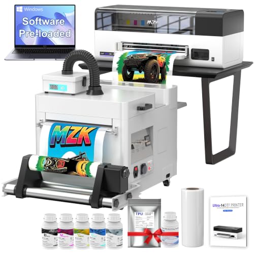 Image of MZK 14'' A3 Plus DTF Printer with F1080 printhead,One-Click Printer Moisturizing+24 /7 Automatic Timed Cleaning+Ink Anti-Clog Design,5 inch Smart Touchscreen,2X Speed Compared to L1800,2-Year Ink Included