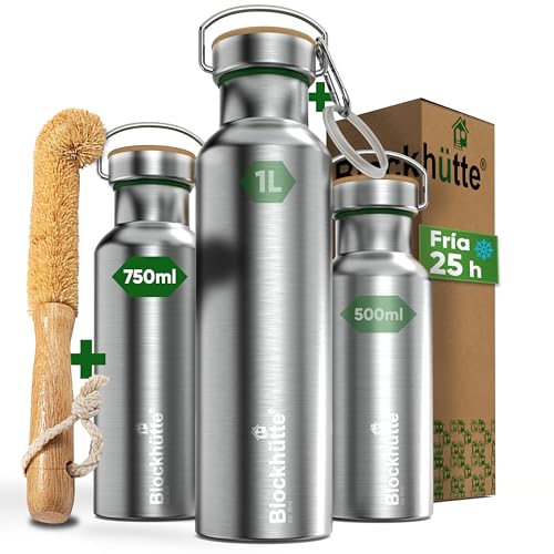 Blockhütte Botella Agua Acero Inoxidable I 750ml Botella Termica, Cantimplora Acero Inoxidable I Water Bottle Apta para Lavavajillas I Garrafa Termica, Termo, para Deportes y Ocio