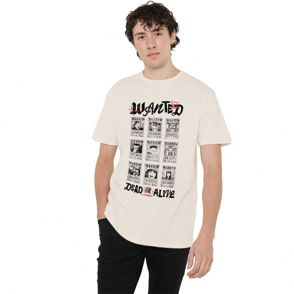 One Piece Men's Wanted Posters Wanted Dead Or Alive T-Sh - Beige - M