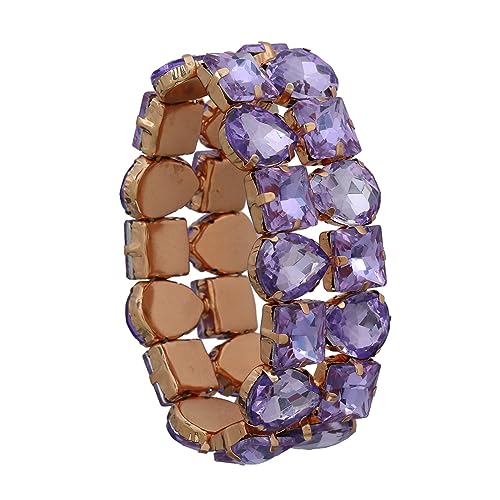 YERTTER Punk Layered Colorful Square Drop Crystal Stretchable Bracelet Hip Hop Bracelet Full Diamonds Hand Stretchable Elastic Bracelet Bangle for Women4