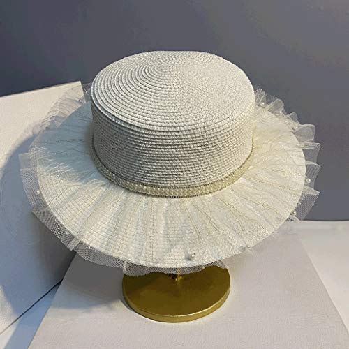 Chapeau de paille YXWYXWA grand bord avec détails en fil de filet