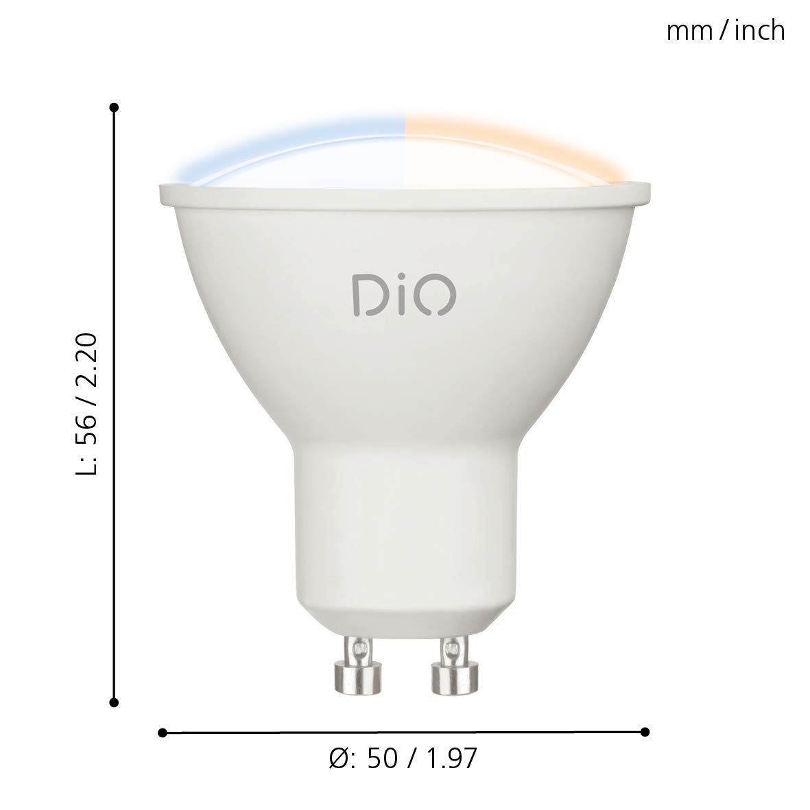 EGLO Access LED GU10 lampe, spot LED, température de couleur réglable | (chaud-froid), lampe avec télécommande, 5 watts (équivaut à 38 watts), 320 lumens, LED GU10 dimmable, ampoule LED, Ø 5 cm
