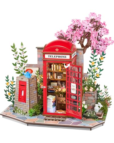 Rolife Puzzle 3D de madeira cabine telefónica vermelha de Londres casaco de madeira para adultos Blossom jogo de construção com luzes LED decoração de casa presente criativo