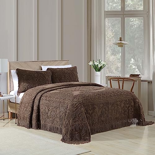Image of Beatrice Home Fashions Medallion Standard Cotton Chenille Sham, Chocolate