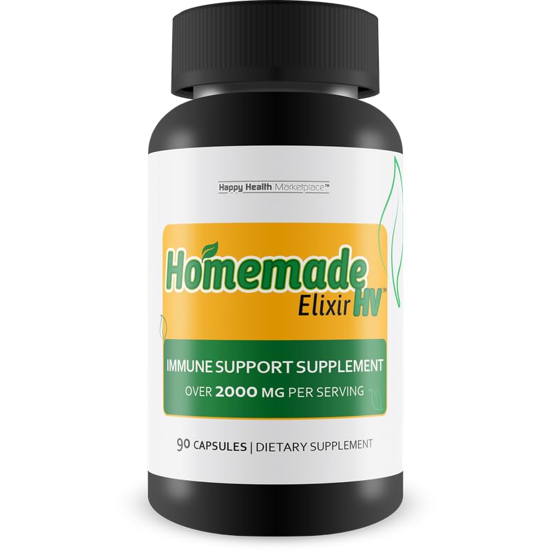 Happy Health Marketplace Homemade Elixir HV - Our Best Immune Support Supplement - Herbal Vitamin Immune Support Capsules - Our Best Immune Pills