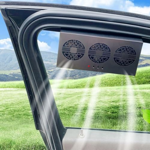 Ventilador solar para coche con 3 ventiladores, flujo de 180° y puerto USB 5
