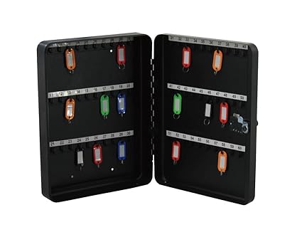 Lukia Key Safe Box Wall Mounting 60 Keys (Black Color) with Key Ring